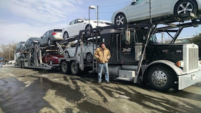 Owner-operator David McCombs and his car-hauling Peterbilt