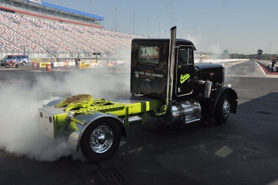 Boles’ Peterbilt 359 in its former life as a drag racer. He’s since converted the truck to ready it for the ChampTruck circuit. See photos of its current form in the gallery below.