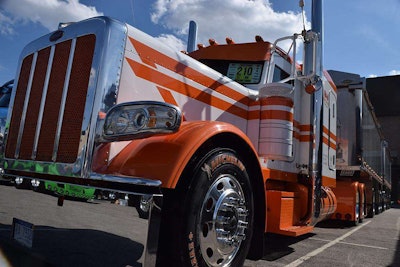 C&J Bark Haulers, of Hemlock, Mich., pulls East doubles with this Pete.