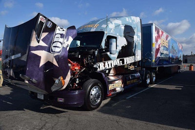 Werner Enterprises’ Operation: Freedom truck, which supports veterans, is on the show truck lot at the Mid-America Trucking Show.