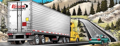 On Aug. 22, 2014, Vijaydeep Sahasi, driving for Bison Transport of Winnipeg, Manitoba, passes a distressed motorist trying to flag him down.