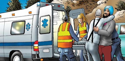 As the woman is loaded into the ambulance, her husband is overwhelmed with gratitude. At the hospital she is stabilized and survives.