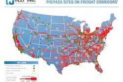 PrePass currently has operational sites in 31 states with a number of committed sites, shown in yellow.
