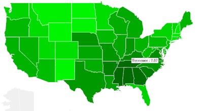 Q2 2014 flatbed rates heat map