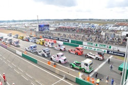 Racers staged at the Le Mans Speedway in Le Mans, France, for one of the heats in the Truck Race Organization’s 2014 series finale. TRO, the European-based truck racing circuit, was the model for ChampTruck’s format.