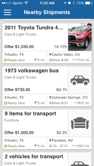 Nearby shipments search functionality and the instant-booking feature of the uShip mobile app further automates freight selection in some categories in the platform’s load universe.