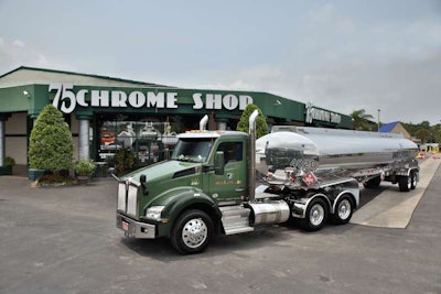 Michael LeCrenier picked up a win at the 75 Chrome Shop with his 2014 Kenworth T880 and Polar tanker.