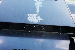 Among the last additions to matte-black painted daycab was this wood-worked eagle bolted above the helmet, gun and boot on the custom fifth wheel cover by Hopewell Sheet Metal of Hagerstown, Md., which also did the deckplating work. (See the galleries below for more images.) The eagle is the work of a Marine Corps veteran and friend Timbrook knows from the local bowling alley. “He’s 75 years old, and I know him just as Pappy,” Timbrook says. “He called me up one day and said, ‘I have something for your truck for you,'” and that he’d be honored if Timbrook used it. “I said, ‘I sure will.'”