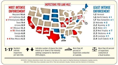 Click through the image for more state-by-state inspection and violation statistics for the lower 48 continental United States.