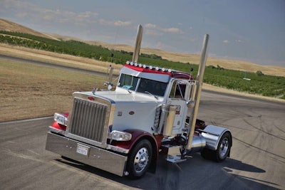 Jisilfredo Rico/Rico Trucking, Corning, CA; 2004 Electric Red Pearl & White Peterbilt 379/2011 PT Nut Hoppers