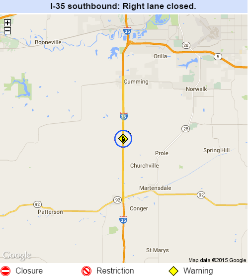 IA DOT I-35 lane closure