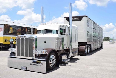 Phil Miller, who picked up second at SuperRigs, will be competing in the Working Combo category in the Pride & Polish National Championship with this 2010 Peterbilt 389 and matching Wilson livestock trailer. He won Best of Show in that category at the Dynaflex-sponsored Pride & Polish event held in California in May.