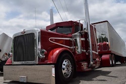 The Chance 2 Transport Pete is a glider powered by a Detroit Series 60. The fleet, says owner Miller, hauls garage doors on a dedicated contract west, toting produce back, largely in reefers.