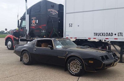 The Bandit was at the car show, and just happened to be parked beside our trailer when we hooked up to leave. East bound and down, Snowman!