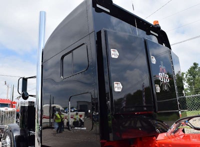 On the back of the sleeper, this custom-designed Brunner headache is of a similar to design to the one owner James Williams added to J&L’s Pride & Polish National Championship-contending 2015 Peterbilt 389, “The Contender.” Readers can vote once per day for their favorite rig in the Truckers’ Choice championship at this link through the weekend before GATS later this month.