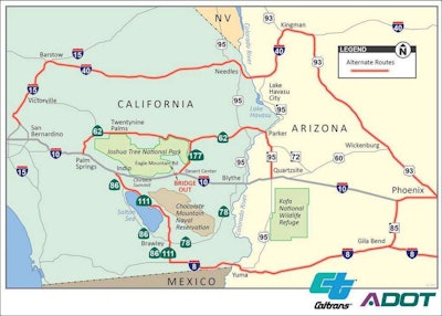 CalTrans and the Arizona Department of Transportation recommend using these detours to get around the eastbound bridge closure. Even though the westbound bridge will open a lane to eastbound traffic Friday, it may still be more efficient to take the detours due to congestion.