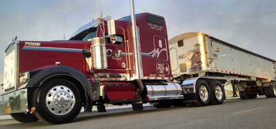 The vast majority of Page Trucking’s freight moves behind the tractors of leased owner-operators like this sharp KW.