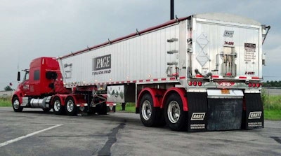 The specially-designed frameless dump trailer, typically 39 feet long with five-foot-tall side walls, uses high-quality aluminum, making for good resale value and keeping the company’s trailers looking sharp through a long service life.