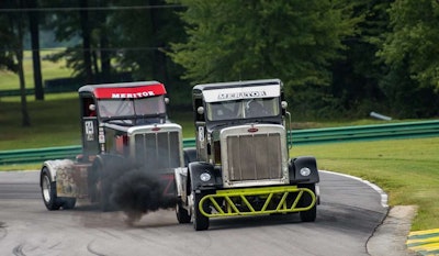 The Bandit Big Rig Series will host 13 races this season. Here, Allen Boles’ black and green No. 3 Peterbilt 359 and his Jupiter Motorsports’ No. 14 Peterbilt 379 racer, driven by Ricky “Rude” Proffitt, compete in a ChampTruck race in 2015.