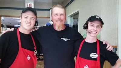 George and the smiley kids at Arby’s at the Pilot in Troy, Ill.