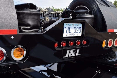 The J&L Logo under the license plate is modular, sliding in and out and capable of being turned right-side up depending on how the trailer is displayed.