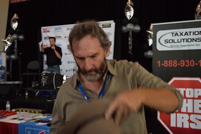 One of Whatley's co-finalists, Indiana-based Paul Marhoefer, tossed his hat when he was recognized by Eric Harley at the event Thursday.