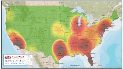 FreightWatch International’s cargo theft heat map for the second quarter.