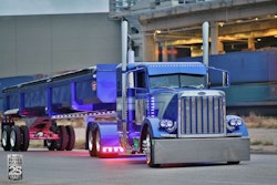 “Blue” — a 2000 Peterbilt 379 owned by small fleet owner Joe Regalado — picked up the 2016 Pride & Polish National Champion on the Working Combo category.