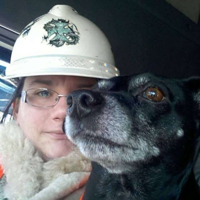 The Trucking Titan is a cute little guy, running North America and Canada hauling produce with his truckers. He’s a rescue from a Wyoming animal shelter, and he makes a great case for adopting rescue animals.