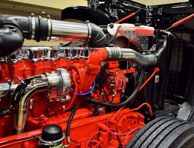 A view on the glider's engine, a 6nz Caterpillar remanned for the 2013 model 389 glider. I hadn't gotten an image of the pristine works first go-round. You're welcome.