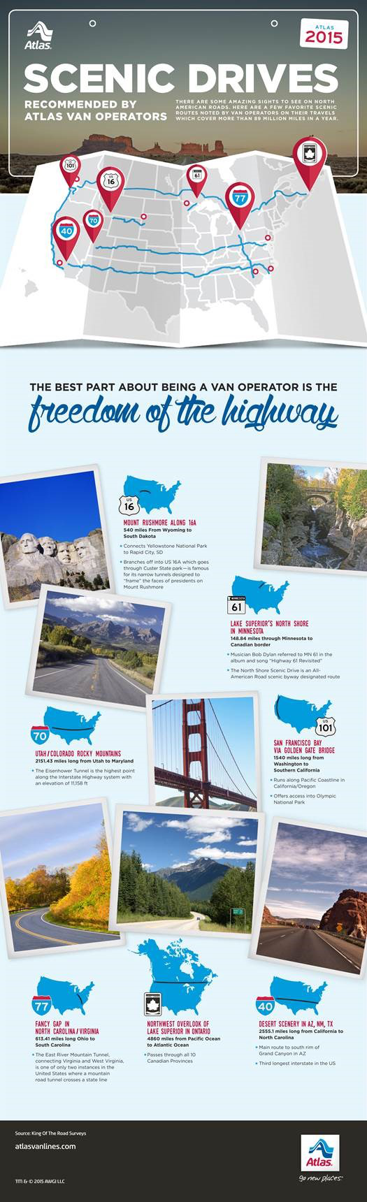 King of the Road scenic routes across North American Atlas Van Lines