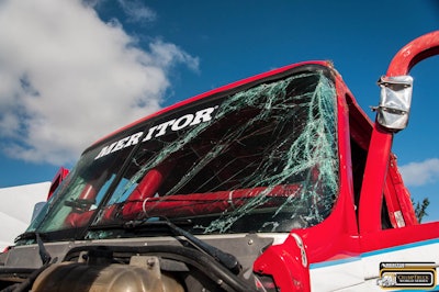 Damage to Dennis Pittsenbarger's No. 11 Freightliner