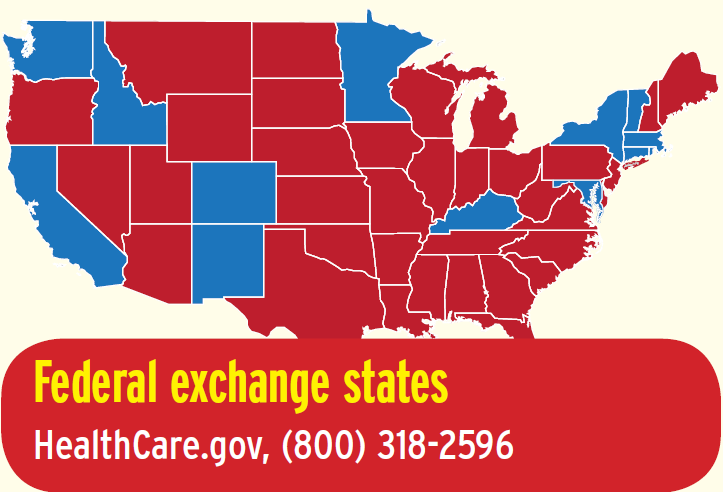 Obamacare federal exchange state information and map October 2015