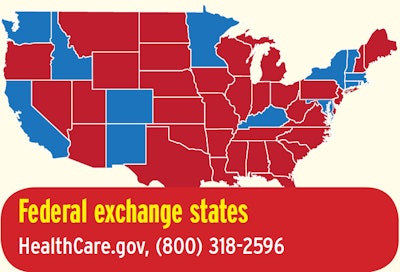Obamacare federal exchange state information and map October 2015