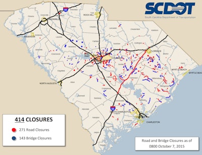 Road and bridge closures as of 8 a.m. Eastern time Wednesday.
