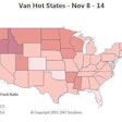 High load-to-truck ratios turned the map red in the Dakotas and Mississippi last week, but those states aren’t showing high load volumes.