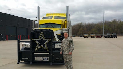 SFC Dan Langley submitted this picture and a brief write-up to Truckers News’ Salute Our Veterans program. Pictured is Langley’s Kenworth and his fellow SFC Rodney Streich. Langley is currently serving in Minnesota Army National Guard. He served two tours to Iraq with 16 years in service. See his story and more on Truckers News.