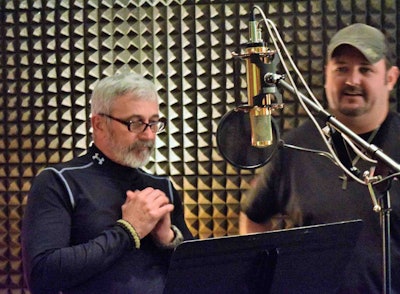 After Tippin completed his vocal work (Justice's own was already in the can after several sessions with studio musicians and Silvey completed in 2015), Justice and Tippin did a run-through or two for the benefit of Fiffie's camera. Fiffie also did the film work for Justice's '18 Wheels and Jesus' video from his last, 'Apple Pie Moonshine' record. Read more about that (and see the video) here, and more about Fiffie's well-known Big Rig Videos Youtube channel at this link.