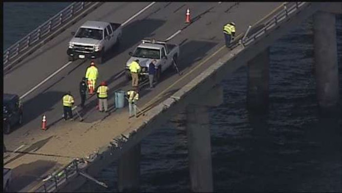 Driver Recovering After Going Over Chesapeake Bay Bridge Tunnel Into