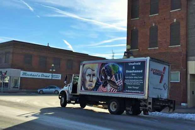 Julian-Raven-Trump-truck-parked-in-Iowa