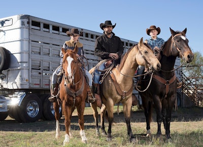 “While it is true that I will ride 400 horses powering my truck, I refuse to ride one horse out in the brush, and these guys make all that happen.” –Owner-operator Zach Beadle on Kelley Thigpen (pictured, center) and other among his shipper clients for livestock hauls
