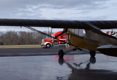 When I arrived at the Upper Cumberland Regional Airport, Tippin and his wife, Thea, were preparing this antique -- but no less air-worthy -- Piper Cub for their training session, wiping down the glass around the cockpit, etc. Another Cub, among other small planes, would take off over the course of the next hour or so of filming on and around the runway/taxiways.