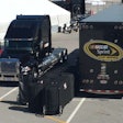 NASCAR put its new Mack Pinnacles to work hauling race equipment to its 2016 kickoff race in Daytona.