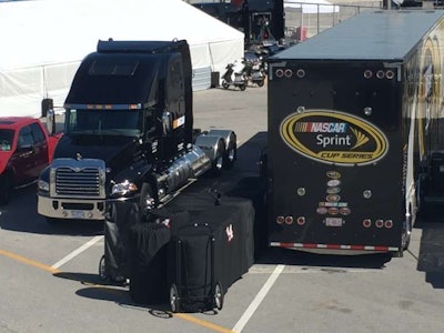 NASCAR put its new Mack Pinnacles to work hauling race equipment to its 2016 kickoff race in Daytona.