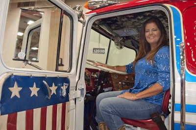 2015 winner Joanne Fatta sits in Evel Knievel’s restored 1974 Mack FS700L cabover at GATS.