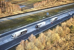 Daimler’s Highway Pilot Connect platooning system in action on the Autobahn in Germany.