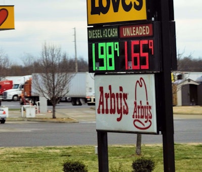 A stop at a Love's for a quick break and a sandwich yielded talk of falling fuel prices and worry over a major economic slowdown on the horizon. Rates, at this very moment, Bowers said, echoing many an owner-operator lately, were among chief concerns -- falling fuel could account for some of the downward pressure overall, and Bowers averaged respectable revenue for all miles last year. But at once, he said, more and more competition seemed to be jumping back into business with low-fuel forecasts and sending rates farther down. He's given a little himself recently, with at least one customer, to keep an account.