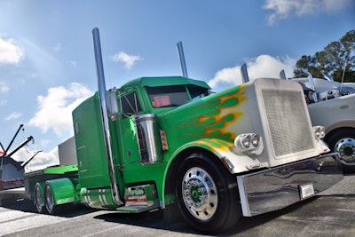 Scott Lagestee of Crown Point, Ind., showed this 2003 Peterbilt 379, which he's dubbed 'Optimus Lime.'