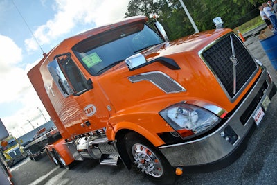 Clint Dicks' 2017 Volvo VN630/2016 Utility flatbed combo won second place in the Interior - Cab Only category and second place in the Combo 0 2013 & newer category.
