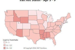 States where van owner-operators ought to feel confident in negotiations, showing some of the highest load-to-truck ratios in the last week, include Arkansas, Louisiana, Missisippi and Alabama. Three Southeast regional hubs, meanwhile, are in the top four cities for load posts on DAT load boards: Atlanta, Charlotte and Memphis. It’s also getting easier to find loads out of Chicago, so outbound rates could begin to rise.